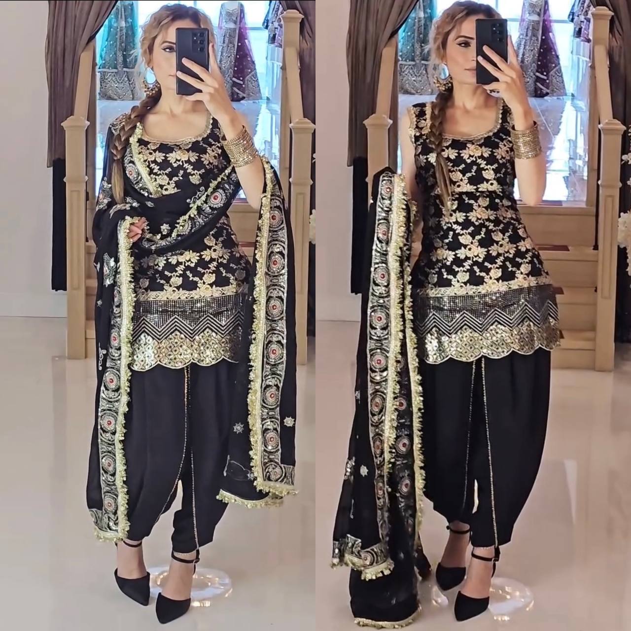 Launching new designer party wear top dhoti salwar and dupata