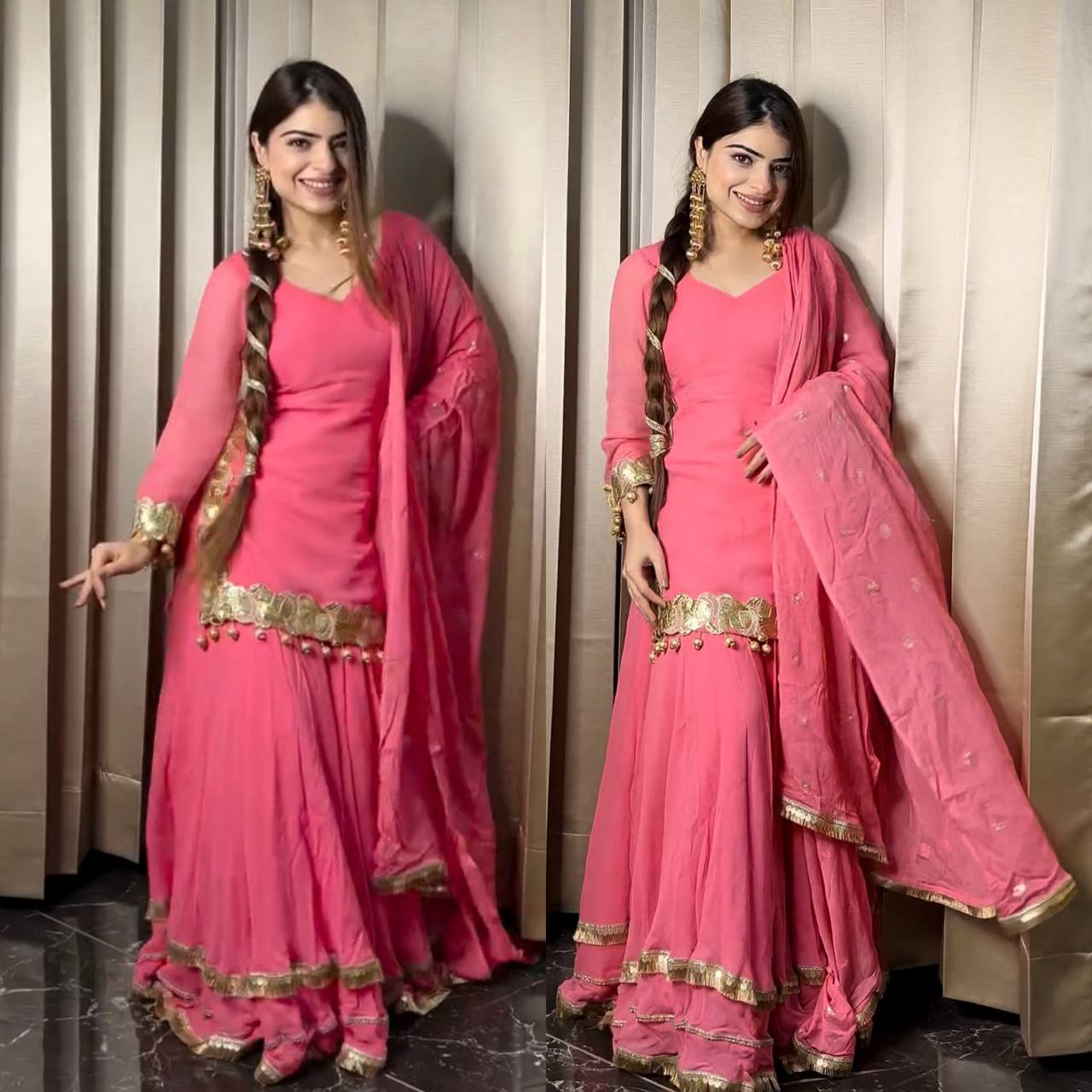Rosy Radiance – Gold-Touched Pink Ensemble