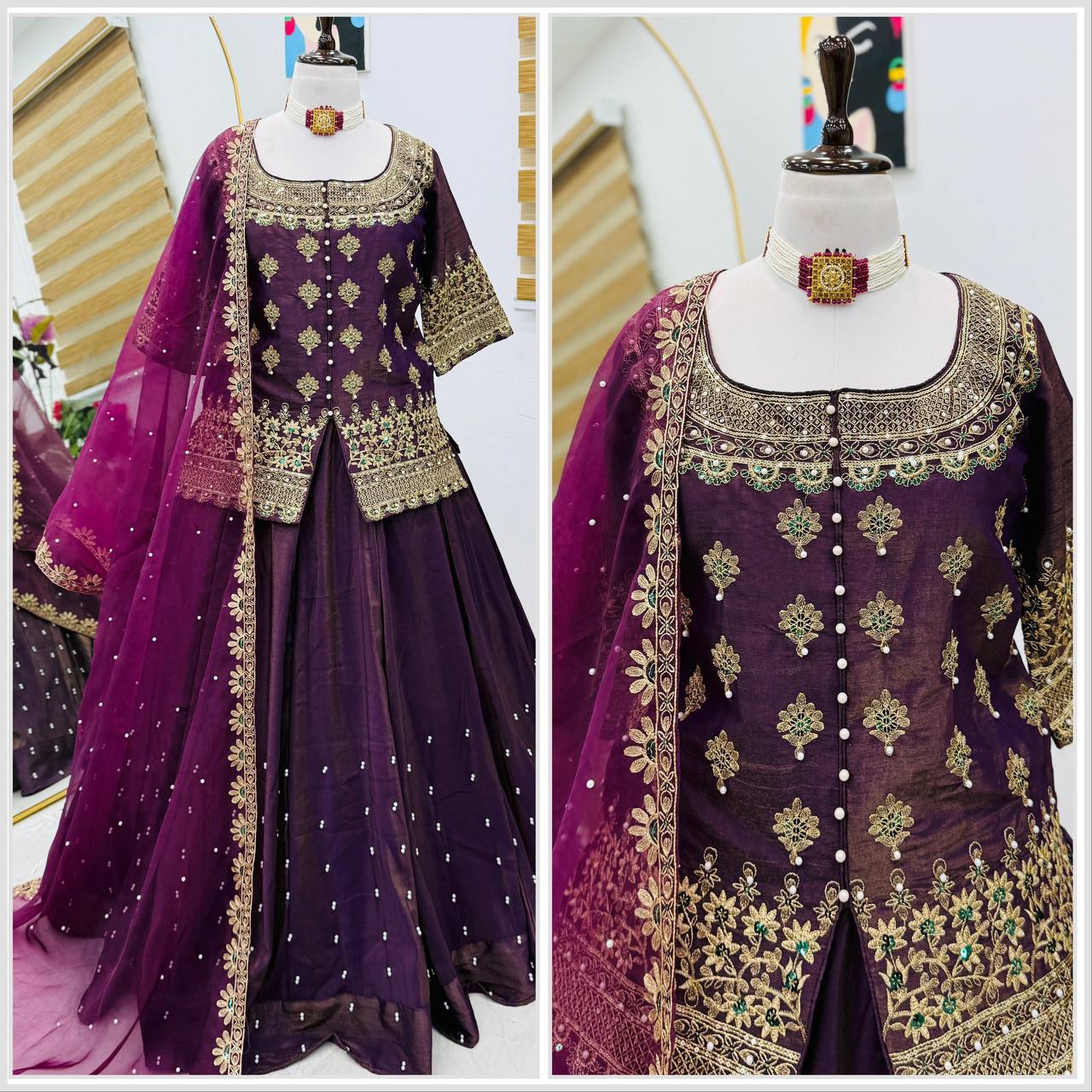 Luxurious Ethnic Sharara Suit Set with Exquisite Embroidery Work
