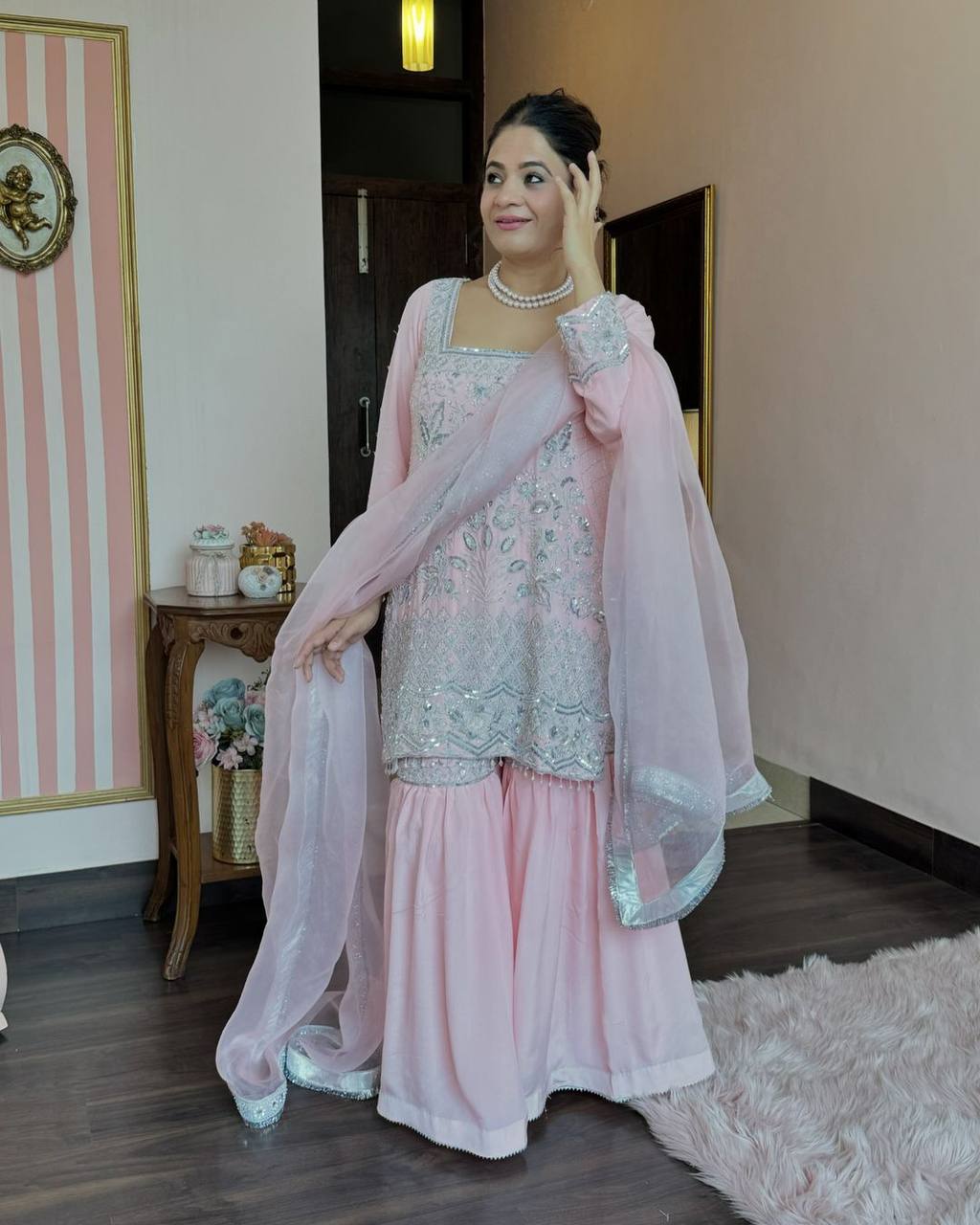 Launching New Designer Party Wear Look Top , Sharara Plazzo  and Dupatta:-1225