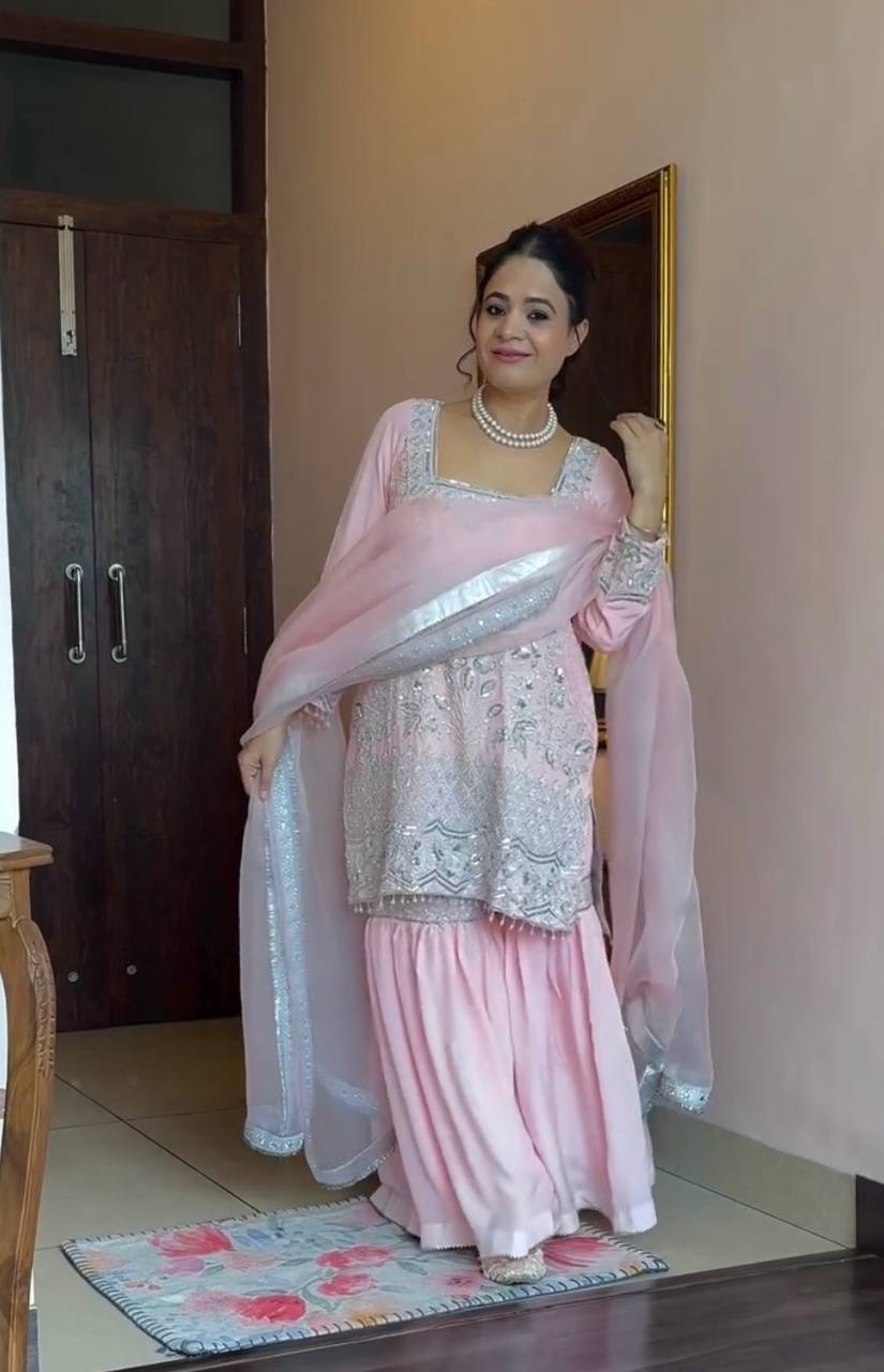 Launching New Designer Party Wear Look Top , Sharara Plazzo  and Dupatta:-1225