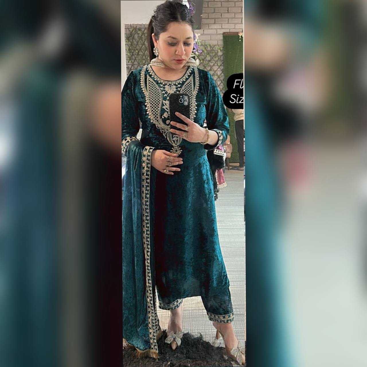 blue party wear outfit made from have pure Viscous Velvet  embroidery work:-5024