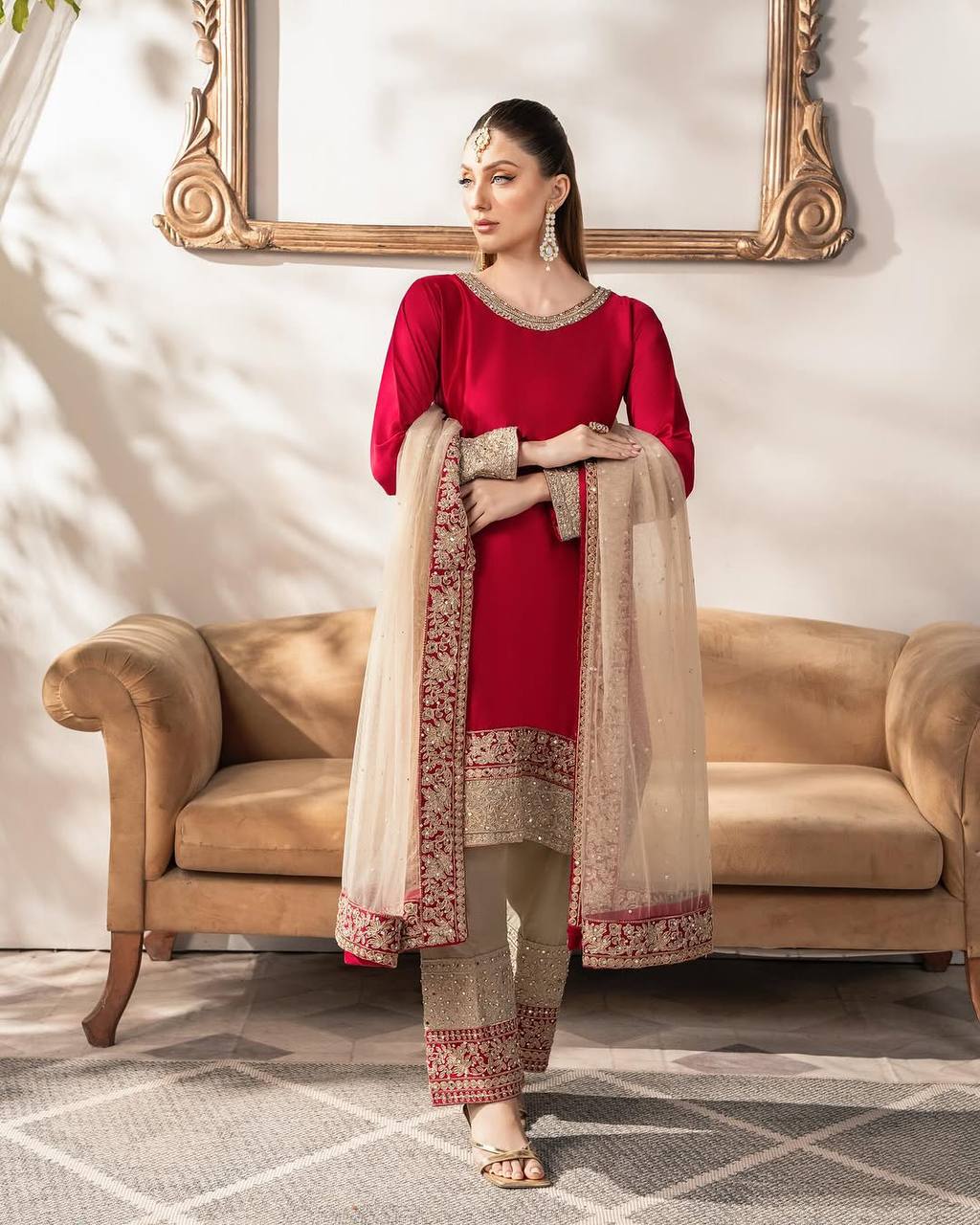 Top and pant and dupata