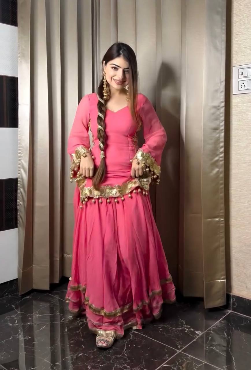 Rosy Radiance – Gold-Touched Pink Ensemble
