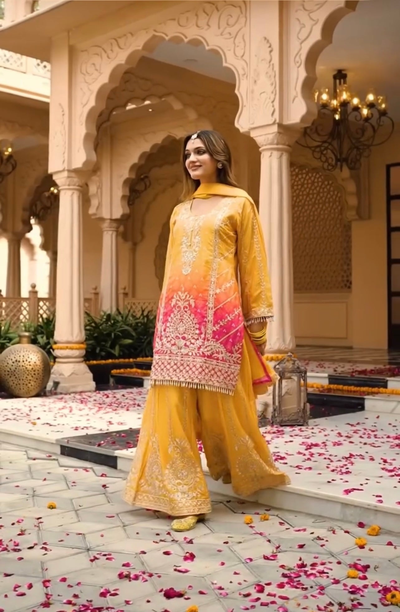 Exquisite three Colour Tradition Plazzo Suit