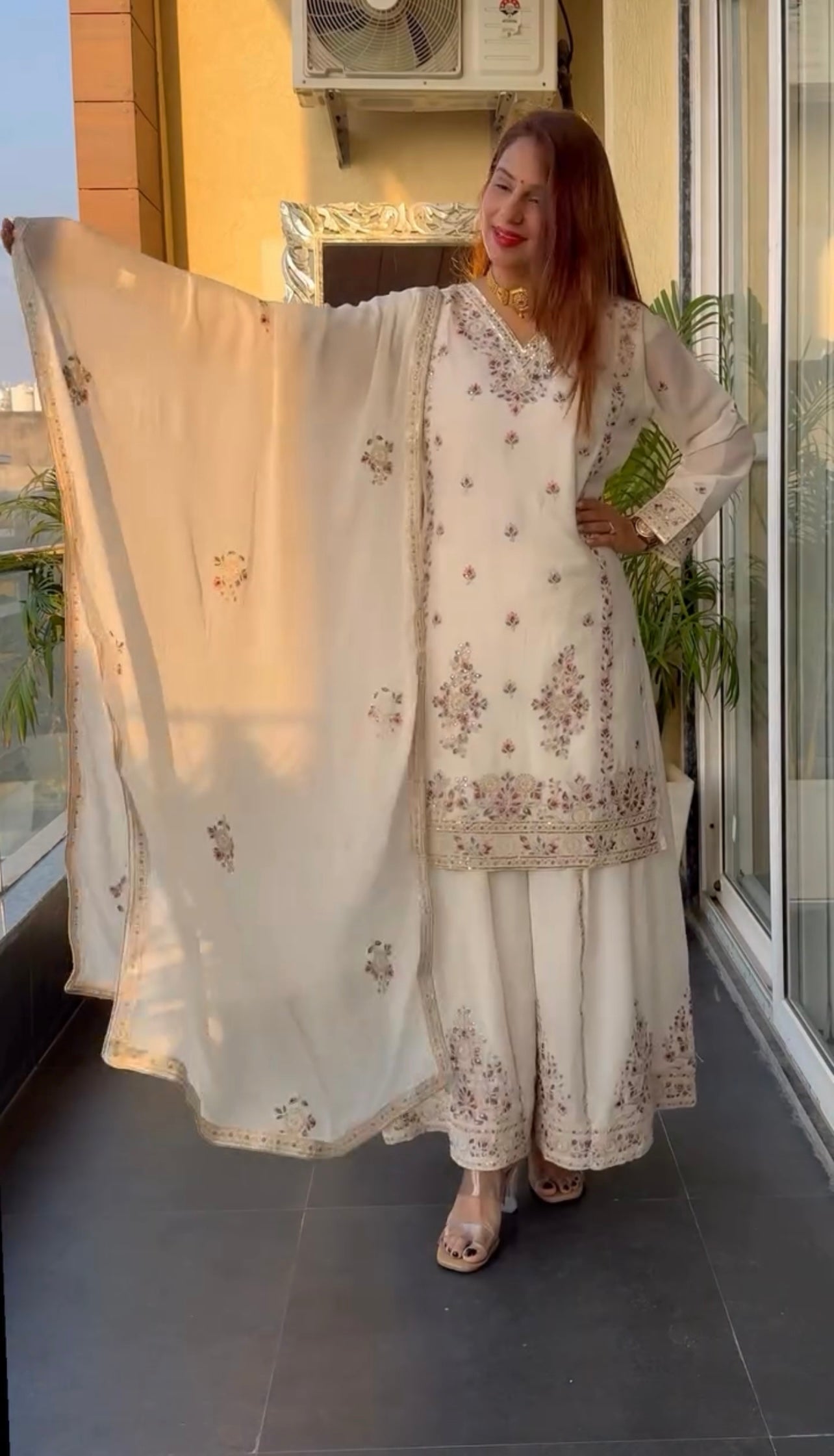 Top and plazzo and dupatta