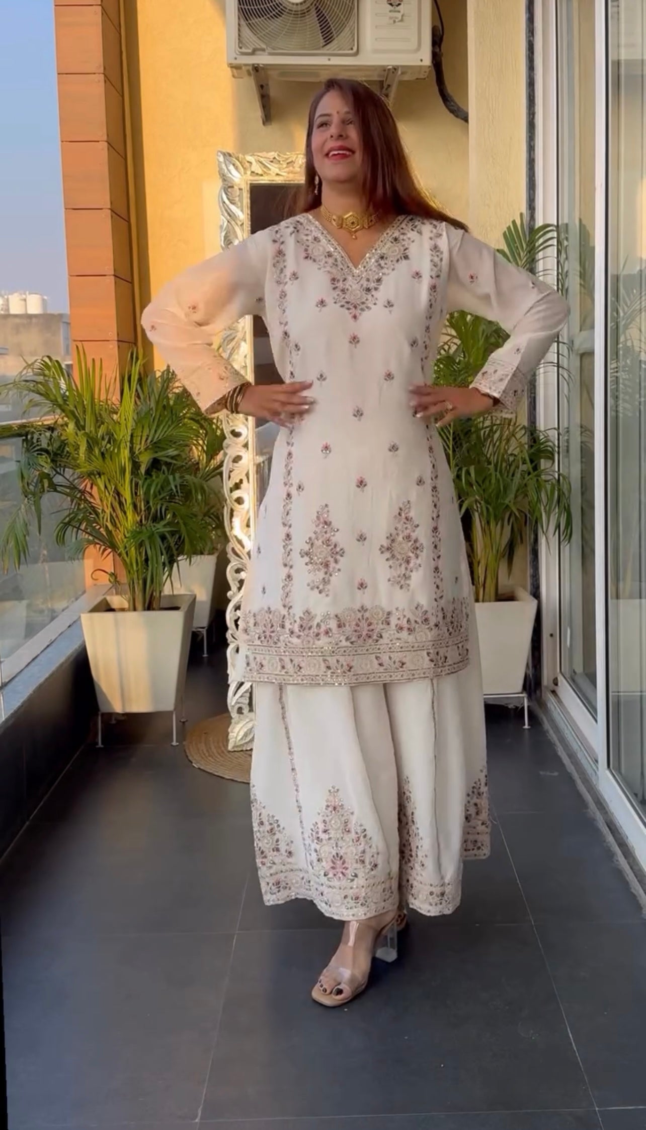 Top and plazzo and dupatta