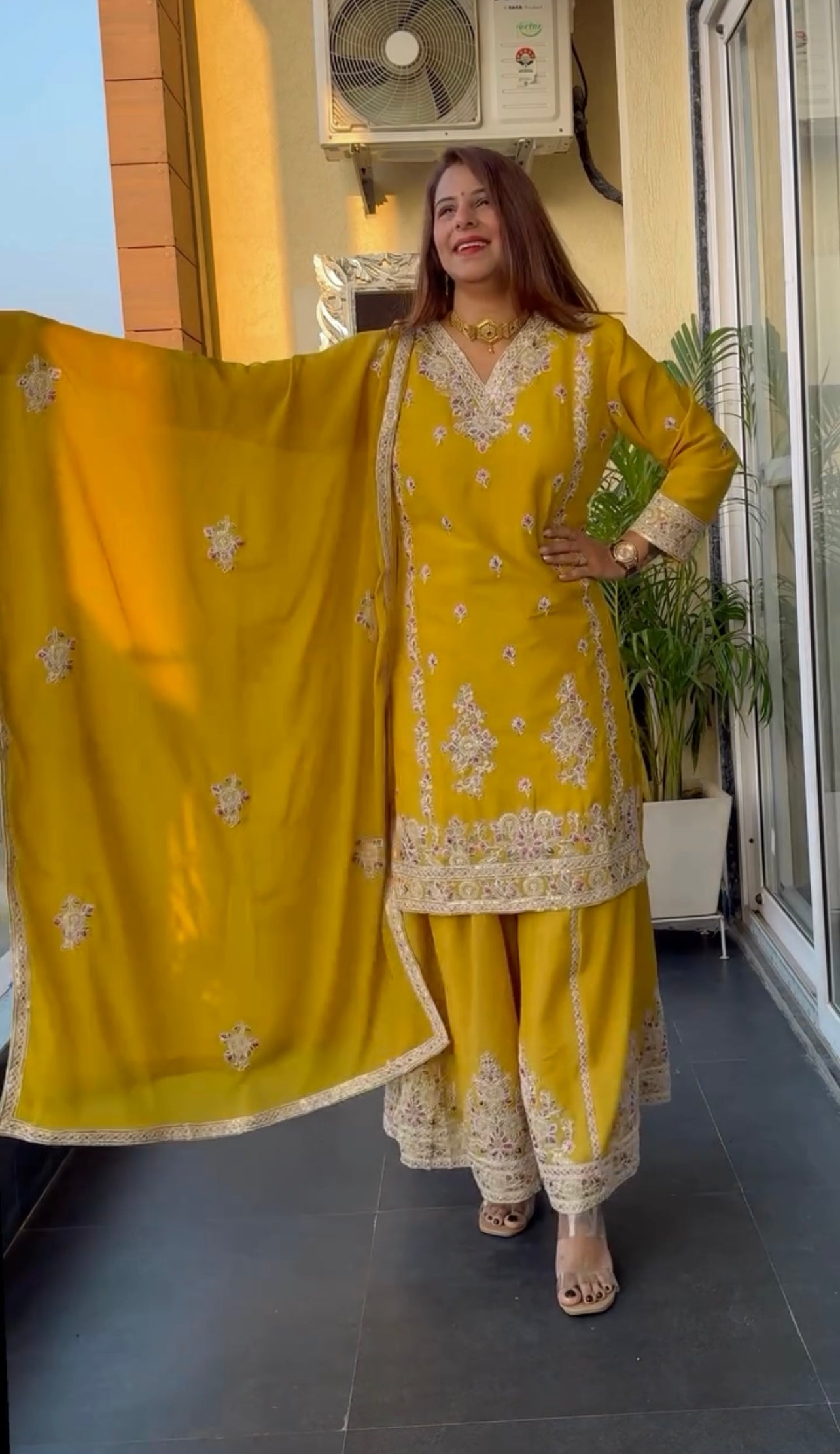 Top and plazzo and dupatta