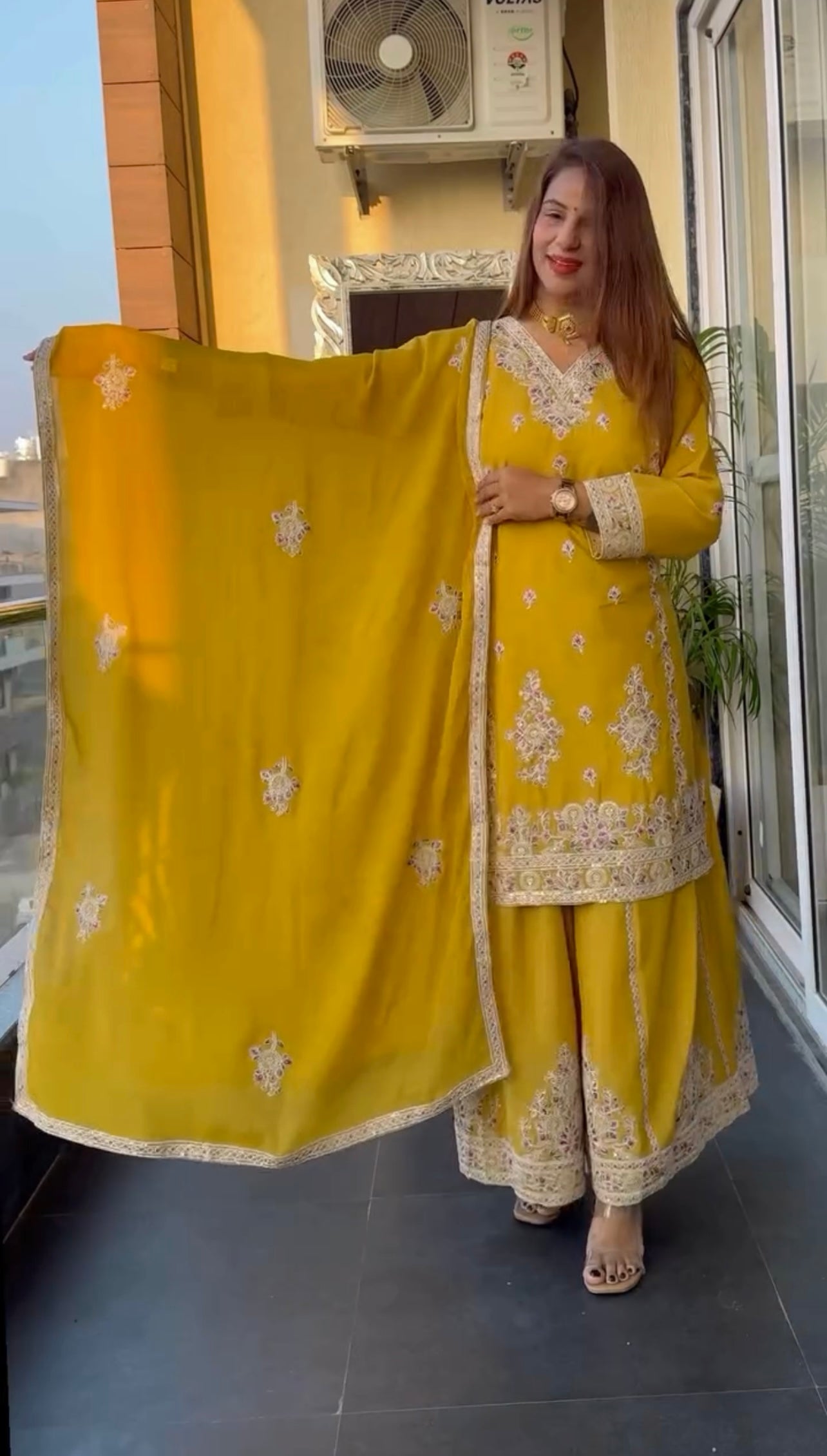 Top and plazzo and dupatta