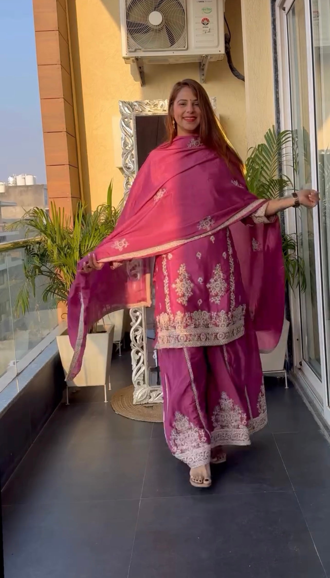 Top and plazzo and dupatta