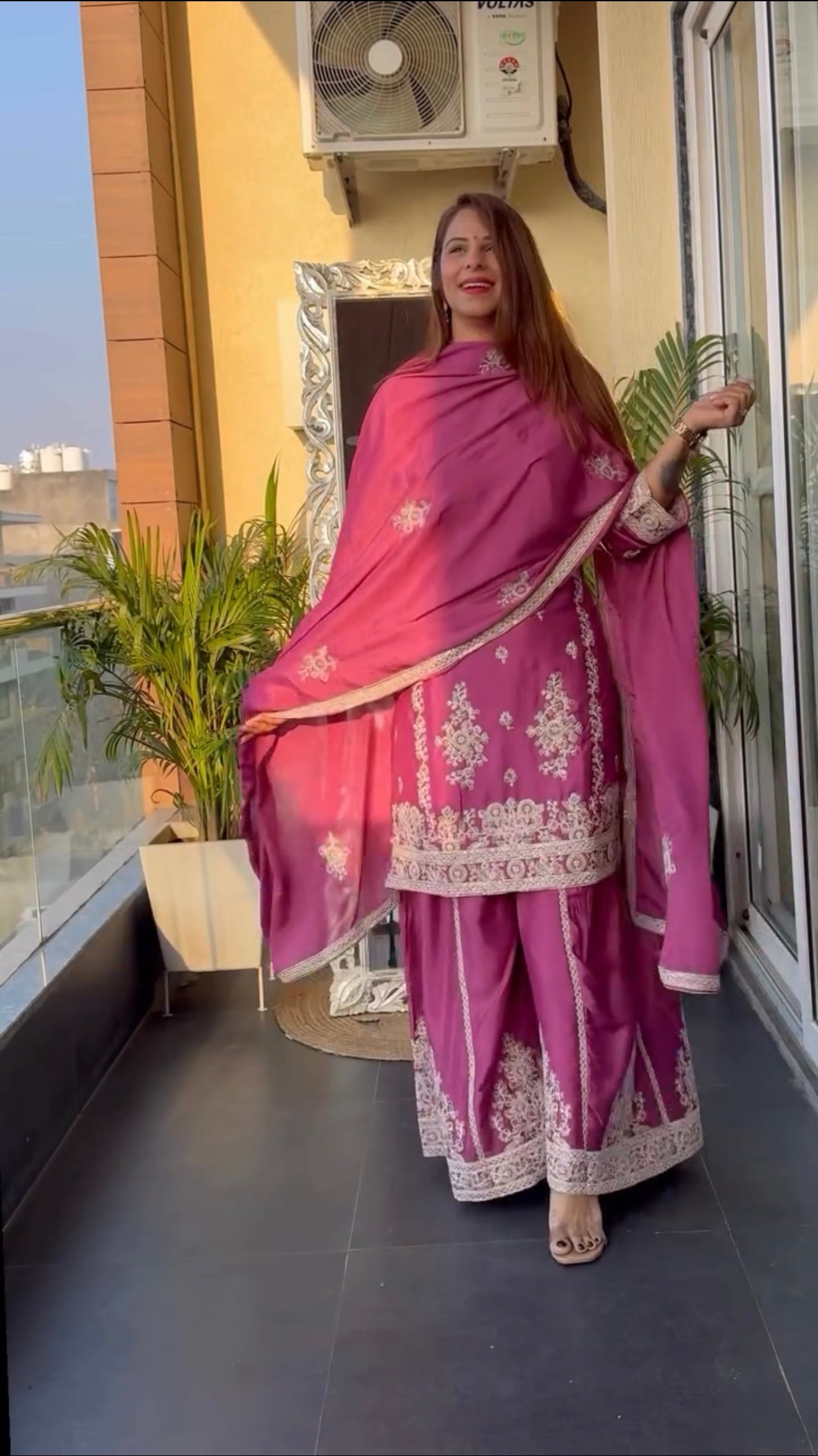Top and plazzo and dupatta