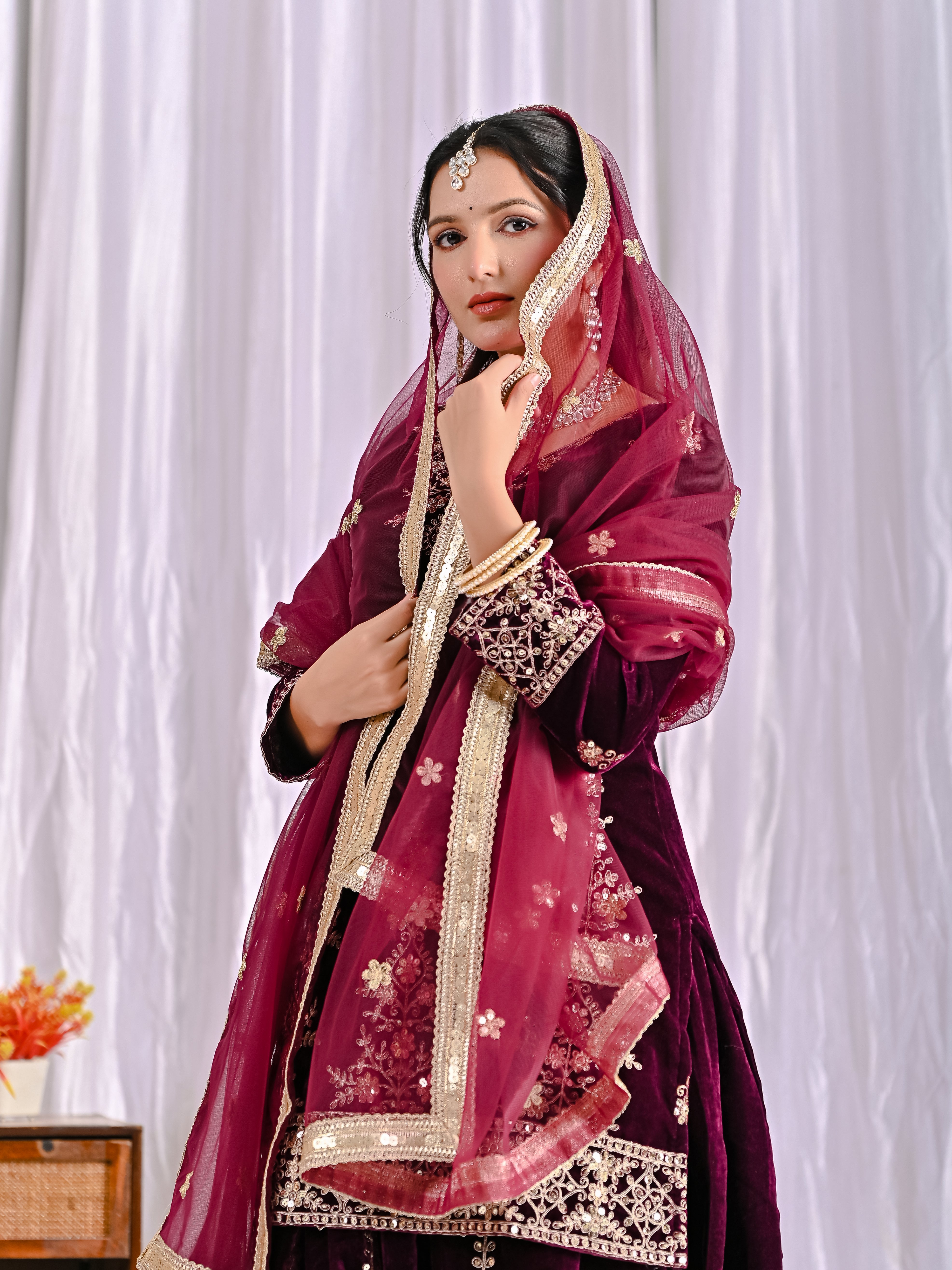Premium Velvet Sharara Palazzo Suit with Heavy Sequence Work