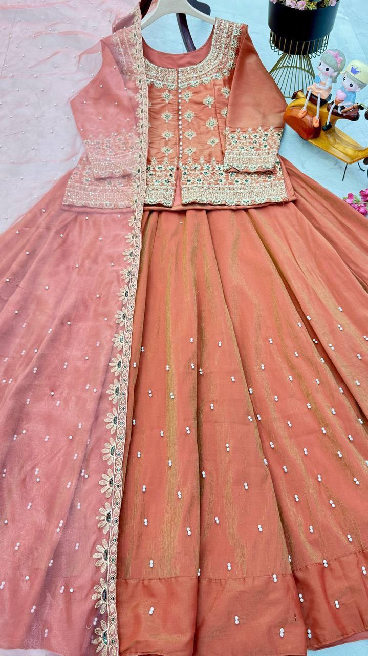 Luxurious Ethnic Lengha Suit Set with Exquisite Embroidery Work