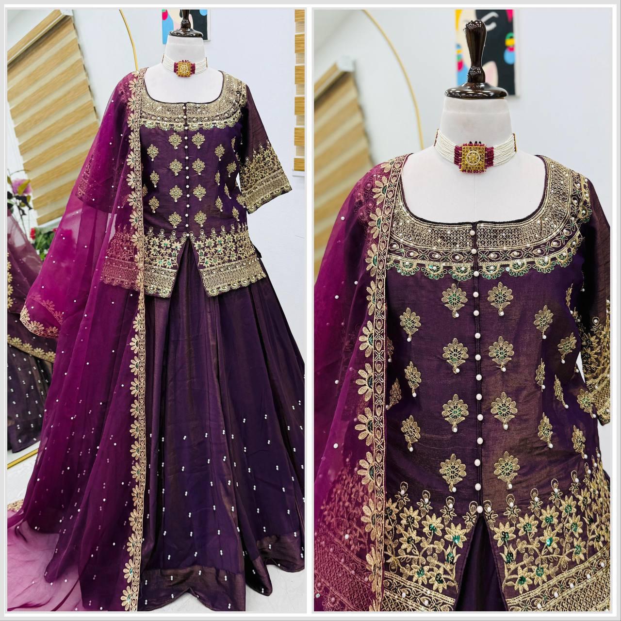 Luxurious Ethnic Lengha Suit Set with Exquisite Embroidery Work