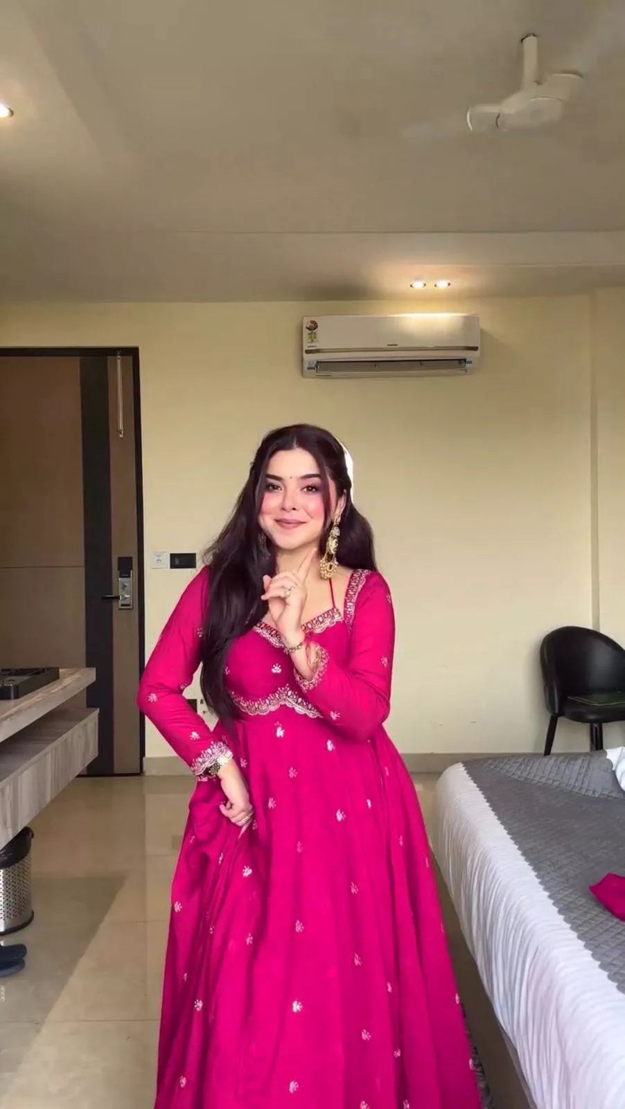 Heavy Embroidered Havy Chinon Silk Gown Set with Sequin Work