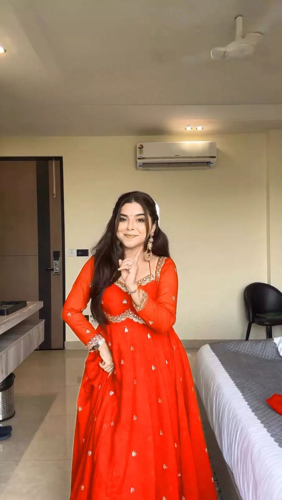 Heavy Embroidered Havy Chinon Silk Gown Set with Sequin Work