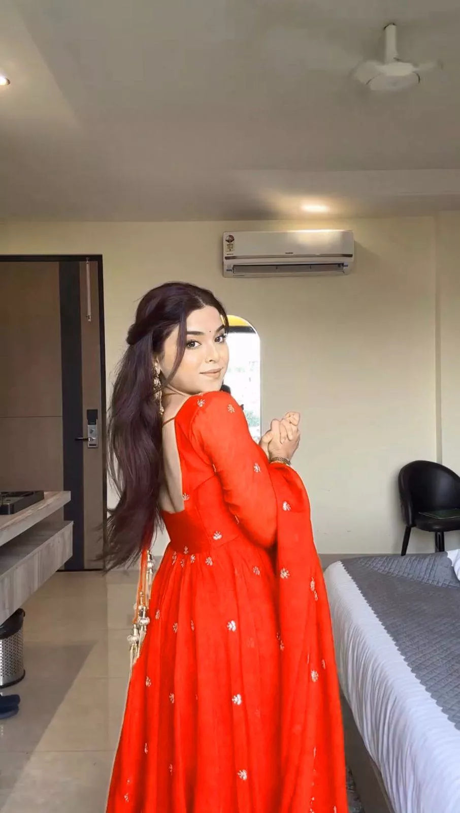 Heavy Embroidered Havy Chinon Silk Gown Set with Sequin Work