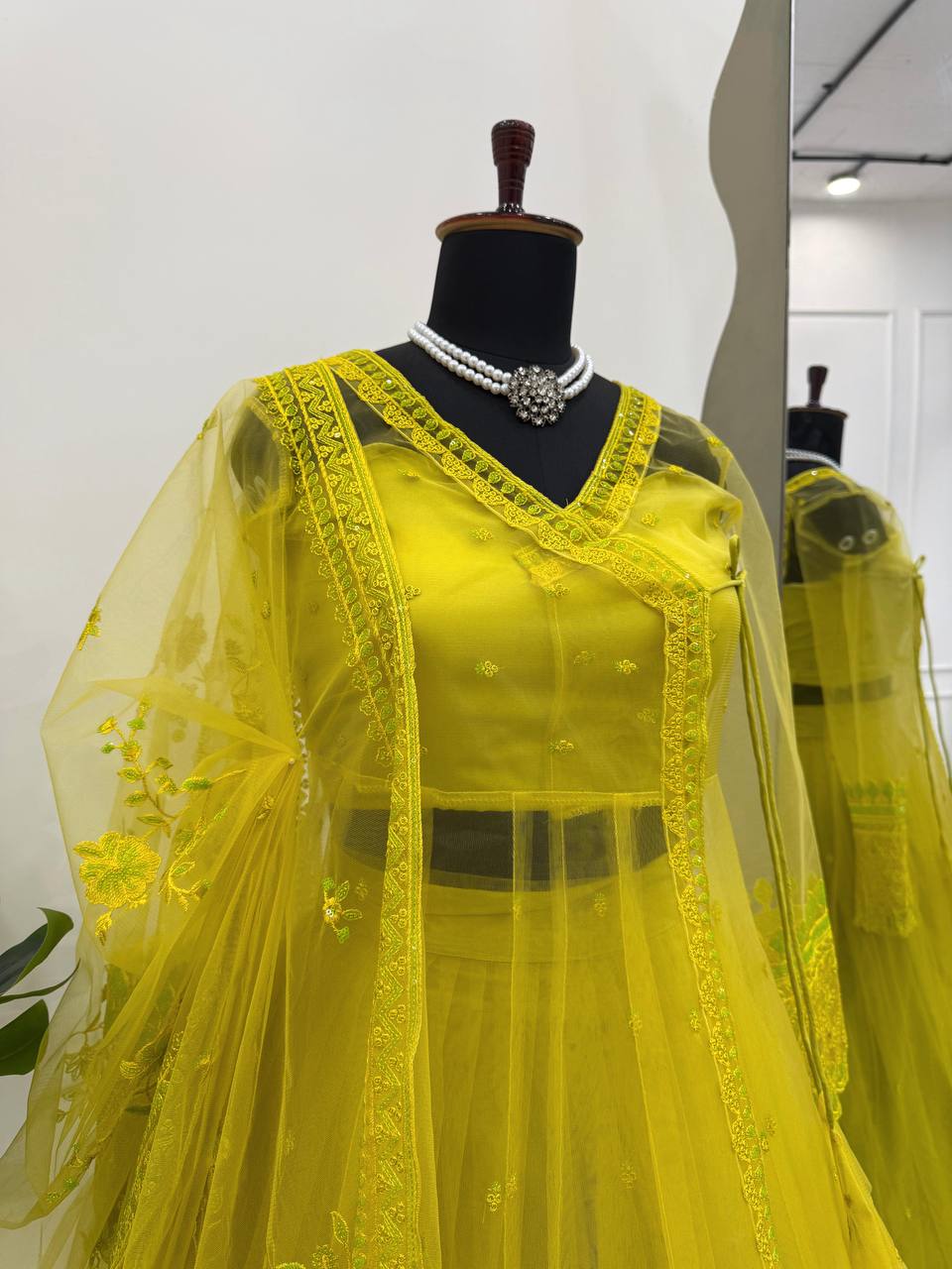 Kediya Style Butterfly Net Lehenga Set for Women – Shrug, Blouse & Dupatta
