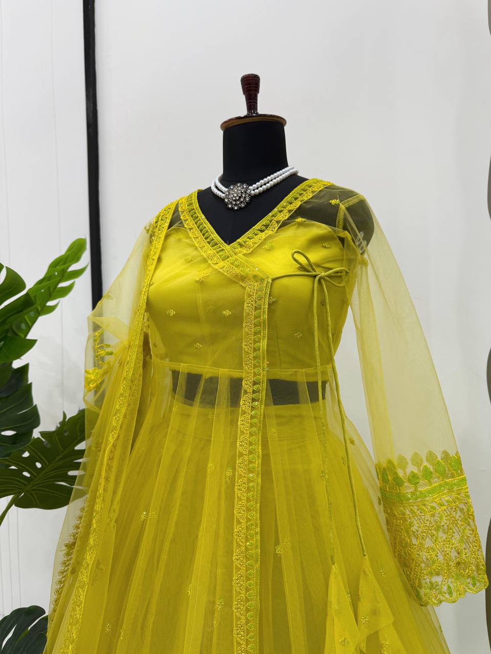 Kediya Style Butterfly Net Lehenga Set for Women – Shrug, Blouse & Dupatta