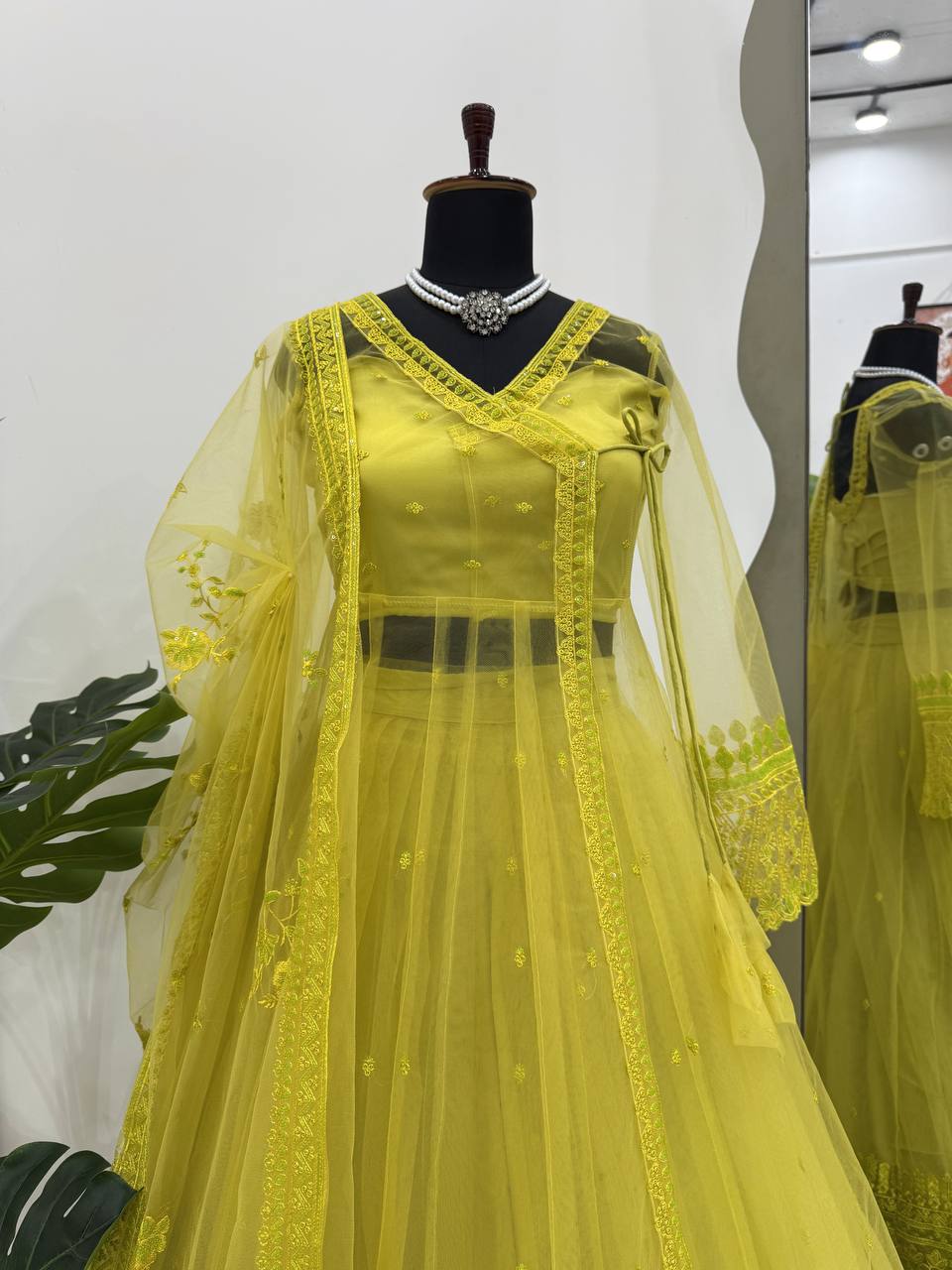 Kediya Style Butterfly Net Lehenga Set for Women – Shrug, Blouse & Dupatta