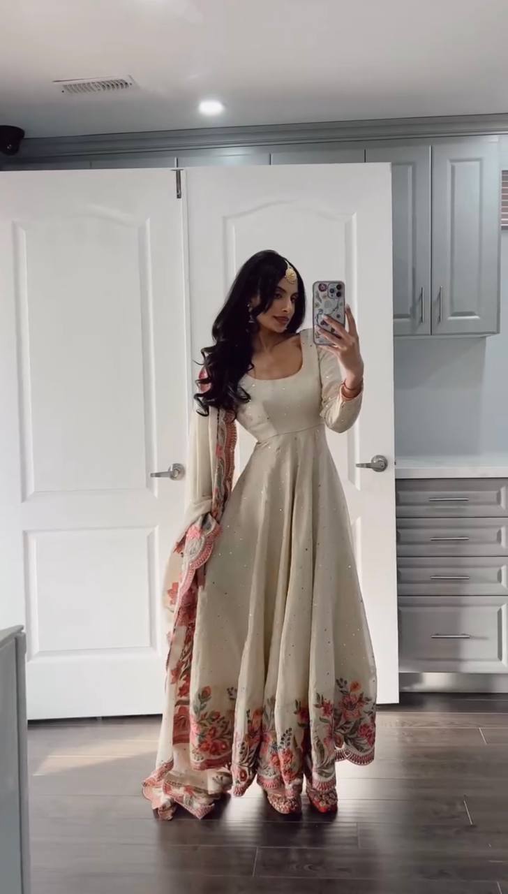Aarushi Heavy Pure Chinon Silk Gown