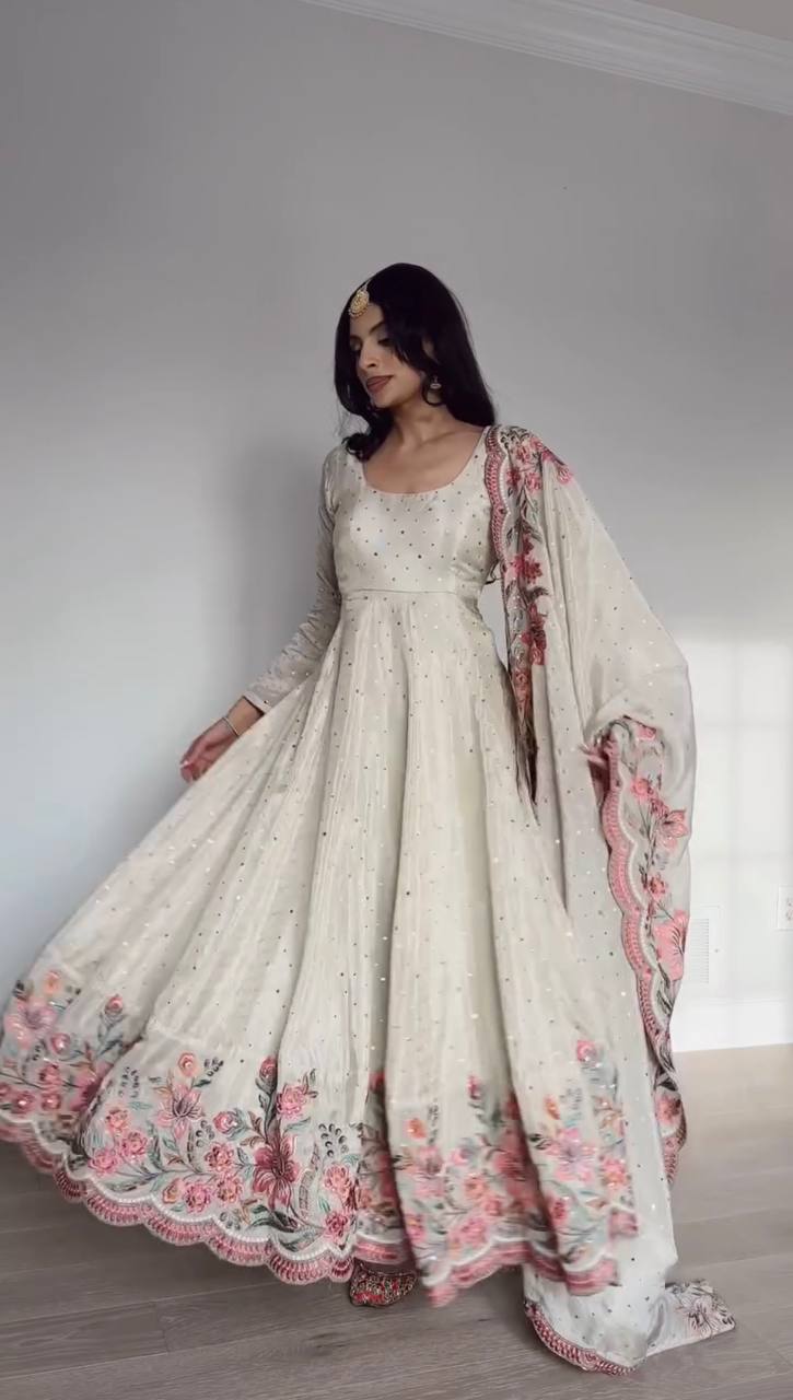 Aarushi Heavy Pure Chinon Silk Gown
