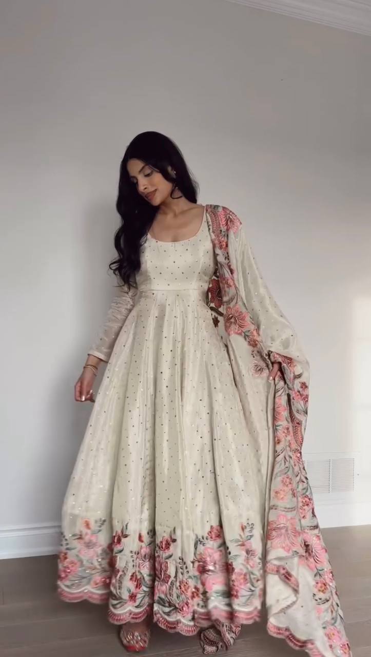 Aarushi Heavy Pure Chinon Silk Gown