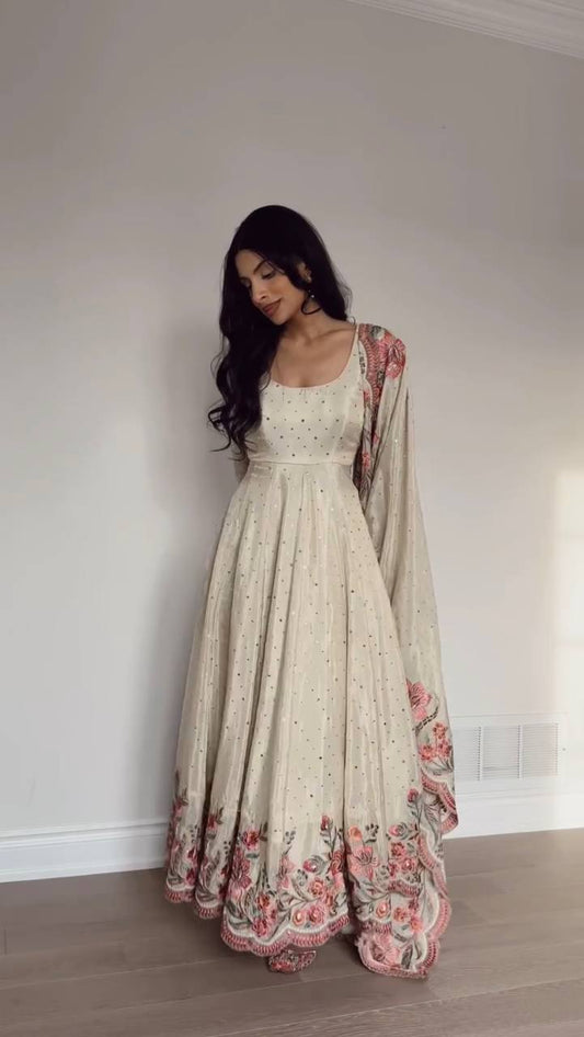 Aarushi Heavy Pure Chinon Silk Gown