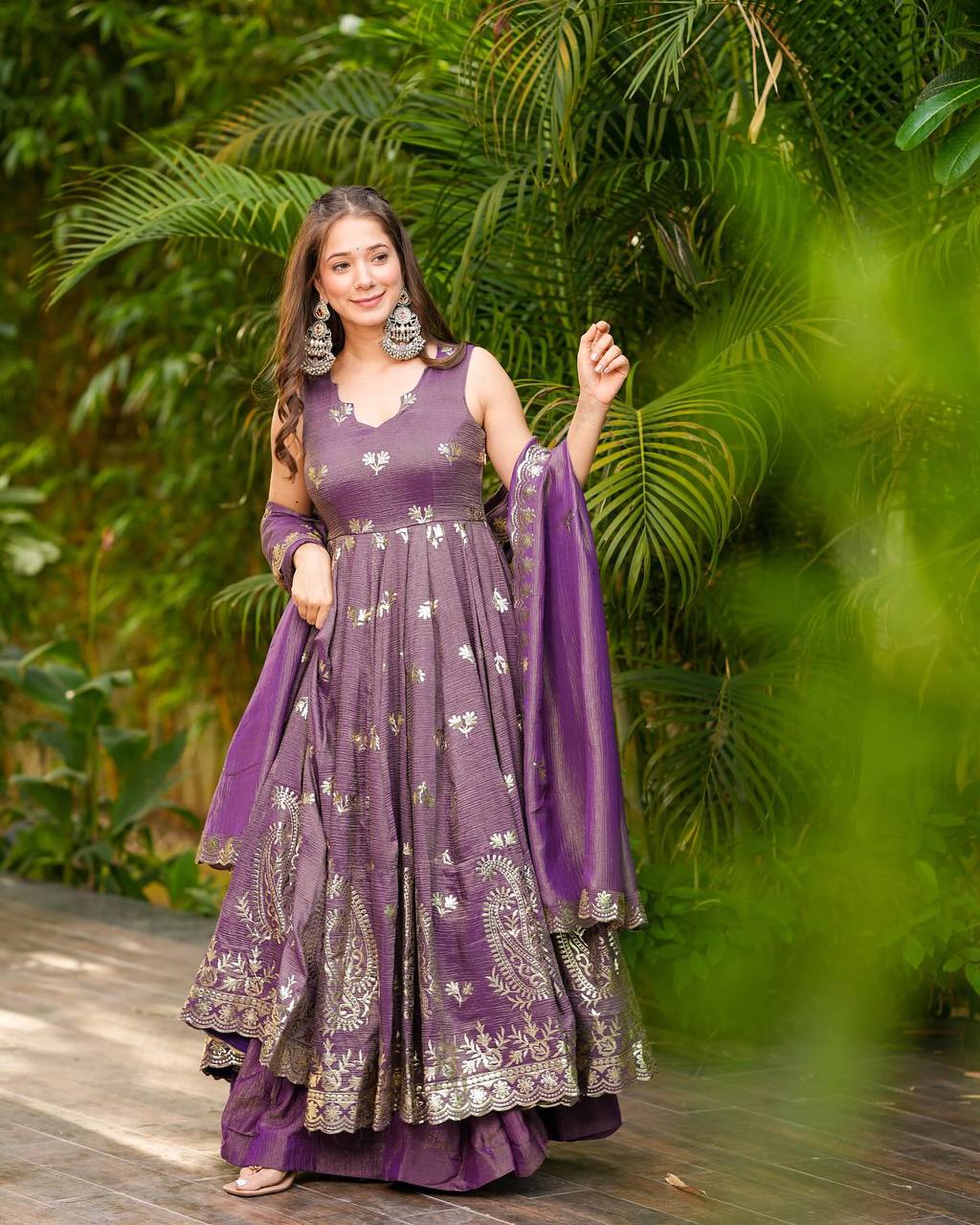 Silk Embroidered Suit Set for Women – Ready to Wear Kurti with Palazzo & Dupatta