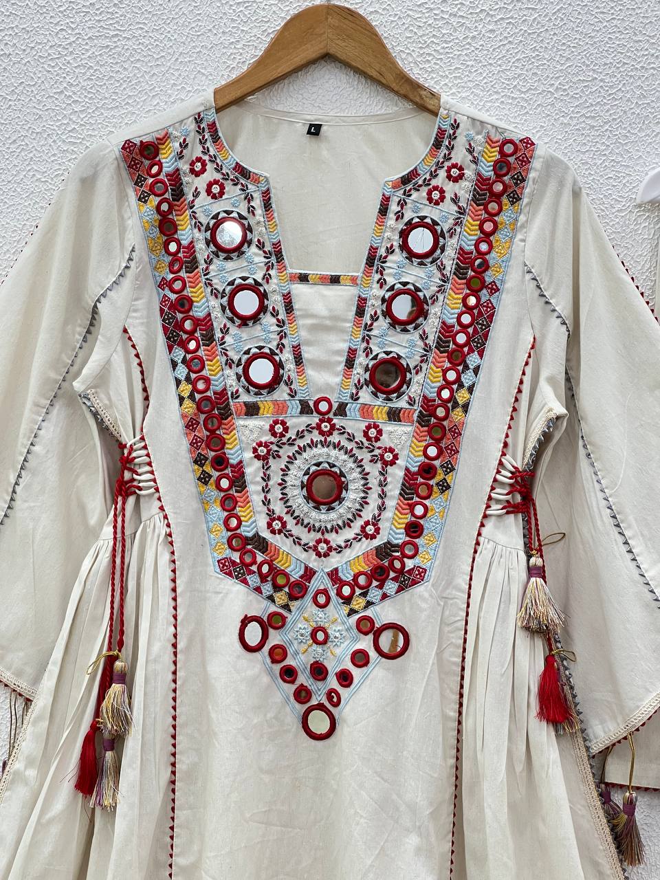 Vritika Pure Khadi Cottan Mirror Tassel Co-ord Set