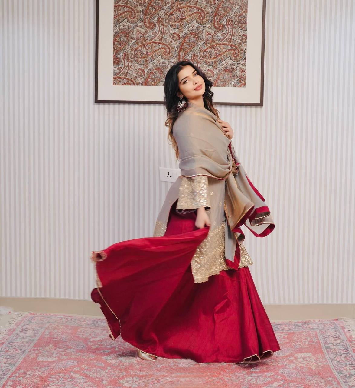 Embroidered Kurti with Lehenga & Dupatta