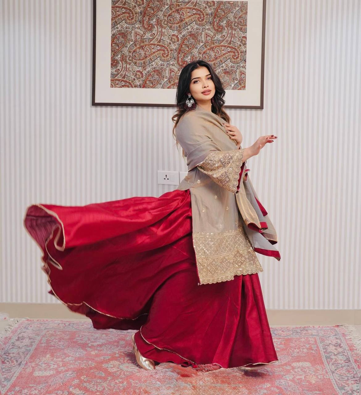 Embroidered Kurti with Lehenga & Dupatta