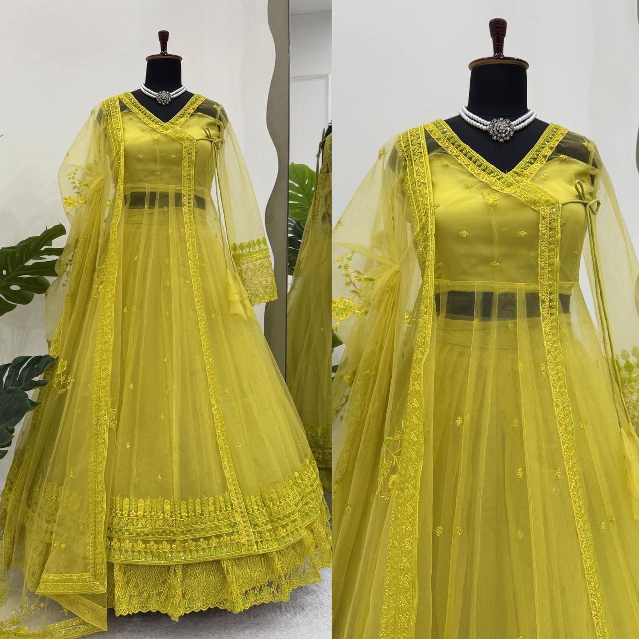 Kediya Style Butterfly Net Lehenga Set for Women – Shrug, Blouse & Dupatta
